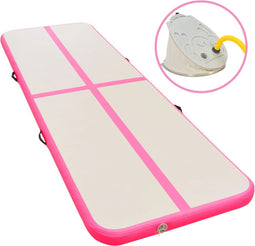 vidaXL - Gymnastiekmat - met - pomp - opblaasbaar - 400x100x10 - cm - PVC - roze