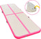 vidaXL - Gymnastiekmat - met - pomp - opblaasbaar - 400x100x10 - cm - PVC - roze