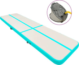 vidaXL - Gymnastiekmat - met - pomp - opblaasbaar - 600x100x15 - cm - PVC - groen