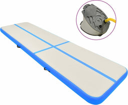 vidaXL - Gymnastiekmat - met - pomp - opblaasbaar - 600x100x20 - cm - PVC - blauw