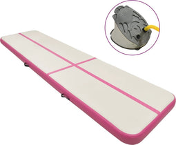 vidaXL - Gymnastiekmat - met - pomp - opblaasbaar - 700x100x15 - cm - PVC - roze