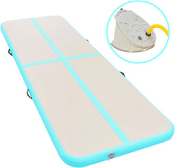 vidaXL - Gymnastiekmat - met - pomp - opblaasbaar - 800x100x10 - cm - PVC - groen