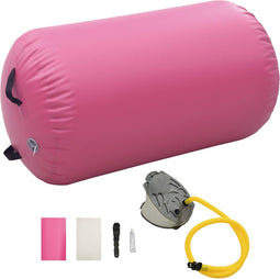 vidaXL - Gymnastiekrol - met - pomp - opblaasbaar - 100x60 - cm - PVC - roze