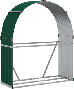 vidaXL - Haardhoutopslag - 120x45x140 - cm - gegalvaniseerd - staal - groen