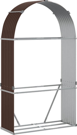 vidaXL - Haardhoutopslag - 120x45x210 - cm - gegalvaniseerd - staal - bruin