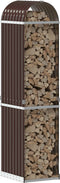 vidaXL - Haardhoutopslag - 40x45x170 - cm - gegalvaniseerd - staal - bruin