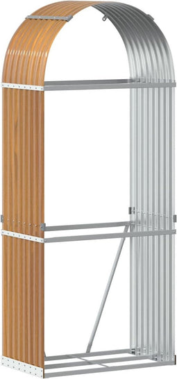 vidaXL - Haardhoutopslag - 80x45x190 - cm - gegalvaniseerd - staal - lichtbruin