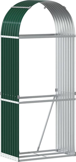 vidaXL - Haardhoutopslag - 80x45x190 - cm - gegalvaniseerd - staal - groen