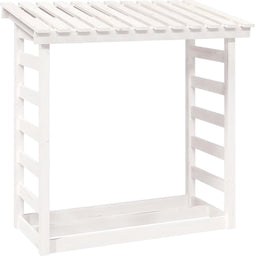 vidaXL - Haardhoutrek - 108x64,5x110 - cm - massief - grenenhout - wit
