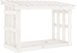 vidaXL - Haardhoutrek - 108x64,5x77 - cm - massief - grenenhout - wit