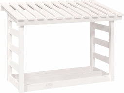 vidaXL - Haardhoutrek - 108x64,5x78 - cm - massief - grenenhout - wit