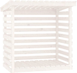 vidaXL - Haardhoutrek - 108x73x108 - cm - massief - grenenhout - wit