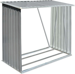 vidaXL - Haardhoutschuur - 163x83x154 - cm - gegalvaniseerd - staal - grijs
