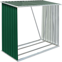 vidaXL - Haardhoutschuur - 163x83x154 - cm - gegalvaniseerd - staal - groen