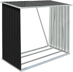 vidaXL - Haardhoutschuur - 163x83x154 - cm - gegalvaniseerd - staal - antraciet