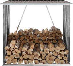 vidaXL - Haardhoutschuur - 163x83x154 - cm - gegalvaniseerd - staal - bruin