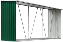 vidaXL - Haardhoutschuur - 330x84x152 - cm - gegalvaniseerd - staal - groen
