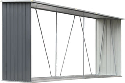 vidaXL - Haardhoutschuur - 330x84x152 - cm - gegalvaniseerd - staal - grijs