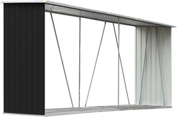 vidaXL - Haardhoutschuur - 330x84x152 - cm - gegalvaniseerd - staal - antraciet