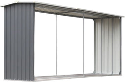 vidaXL - Haardhoutschuur - 330x92x153 - cm - gegalvaniseerd - staal - grijs