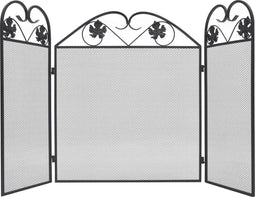 vidaXL Haardscherm 3 panelen zwart