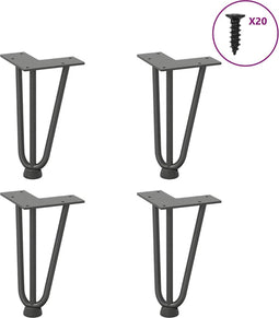 vidaXL - Haarspeld - tafelpoten - 4 - st - 20 - cm - massief - staal - antracietkleurig