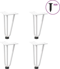 vidaXL - Haarspeld - tafelpoten - 4 - st - 20 - cm - massief - staal - wit