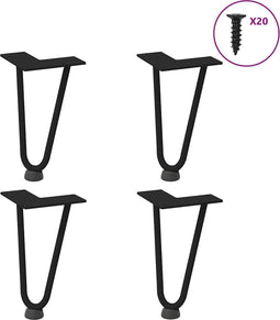vidaXL - Haarspeld - tafelpoten - 4 - st - 20 - cm - massief - staal - zwart