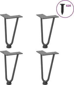 vidaXL - Haarspeld - tafelpoten - 4 - st - 20 - cm - massief - staal - antracietkleurig
