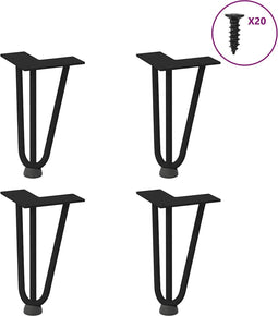 vidaXL - Haarspeld - tafelpoten - 4 - st - 20 - cm - massief - staal - zwart