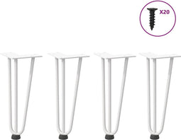 vidaXL - Haarspeld - tafelpoten - 4 - st - 30 - cm - massief - staal - wit
