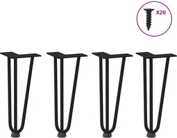 vidaXL - Haarspeld - tafelpoten - 4 - st - 30 - cm - massief - staal - zwart