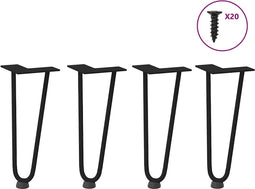 vidaXL - Haarspeld - tafelpoten - 4 - st - 30 - cm - massief - staal - zwart