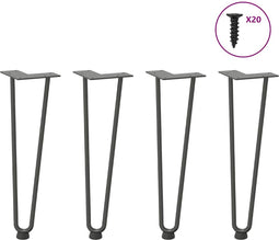 vidaXL - Haarspeld - tafelpoten - 4 - st - 42 - cm - massief - staal - antracietkleurig