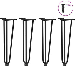 vidaXL - Haarspeld - tafelpoten - 4 - st - 42 - cm - massief - staal - zwart