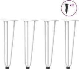 vidaXL - Haarspeld - tafelpoten - 4 - st - 42 - cm - massief - staal - wit