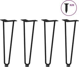 vidaXL - Haarspeld - tafelpoten - 4 - st - 42 - cm - massief - staal - zwart