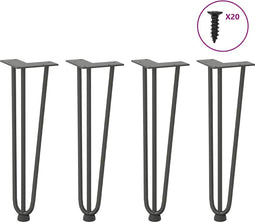 vidaXL - Haarspeld - tafelpoten - 4 - st - 42 - cm - massief - staal - antracietkleurig