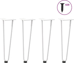 vidaXL - Haarspeld - tafelpoten - 4 - st - 42 - cm - massief - staal - wit