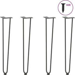 vidaXL - Haarspeld - tafelpoten - 4 - st - 72 - cm - massief - staal - antracietkleurig