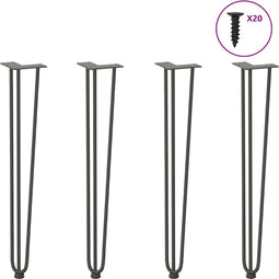vidaXL - Haarspeld - tafelpoten - 4 - st - 72 - cm - massief - staal - antracietkleurig