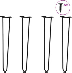 vidaXL - Haarspeld - tafelpoten - 4 - st - 72 - cm - massief - staal - zwart