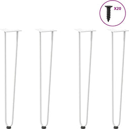 vidaXL - Haarspeld - tafelpoten - 4 - st - 72 - cm - massief - staal - wit