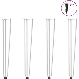vidaXL - Haarspeld - tafelpoten - 4 - st - 72 - cm - massief - staal - wit