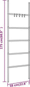 vidaXL - Handdoekenrek - ladder - met - 5 - lagen - 58x175 - cm - ijzer - zwart
