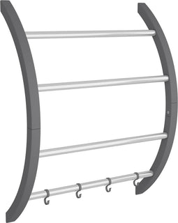 vidaXL - Handdoekenrek - met - haken - 56x16x72 - cm - aluminium - zilverkleurig