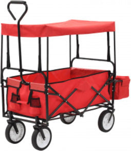 vidaXL - Handkar - inklapbaar - met - luifel - staal - rood