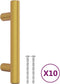 vidaXL - Handvatten - 10 - st - 64 - mm - roestvrij - staal - goudkleurig