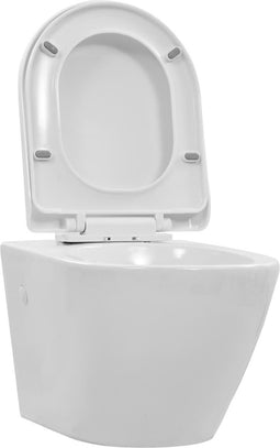 vidaXL - Hangend - toilet - randloos - keramiek - wit