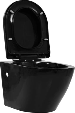 vidaXL - Hangend - toilet - randloos - keramiek - zwart
